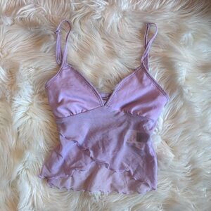 Lavender Ruffle Mesh Top